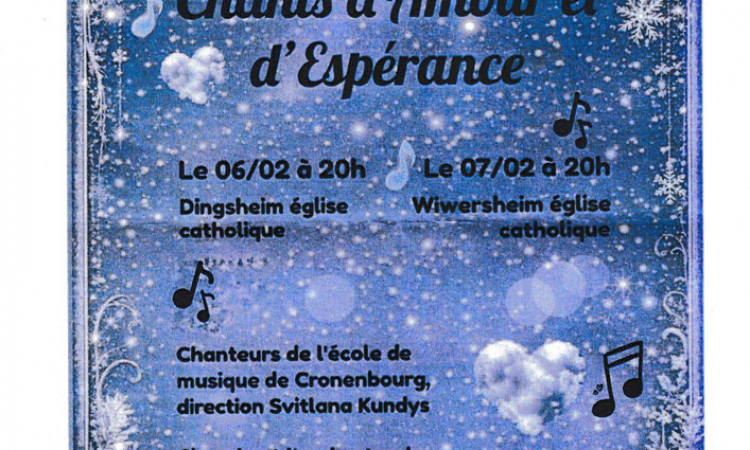 Concert le 6 février à Dingsheim et le 7 février à Wiwersheim