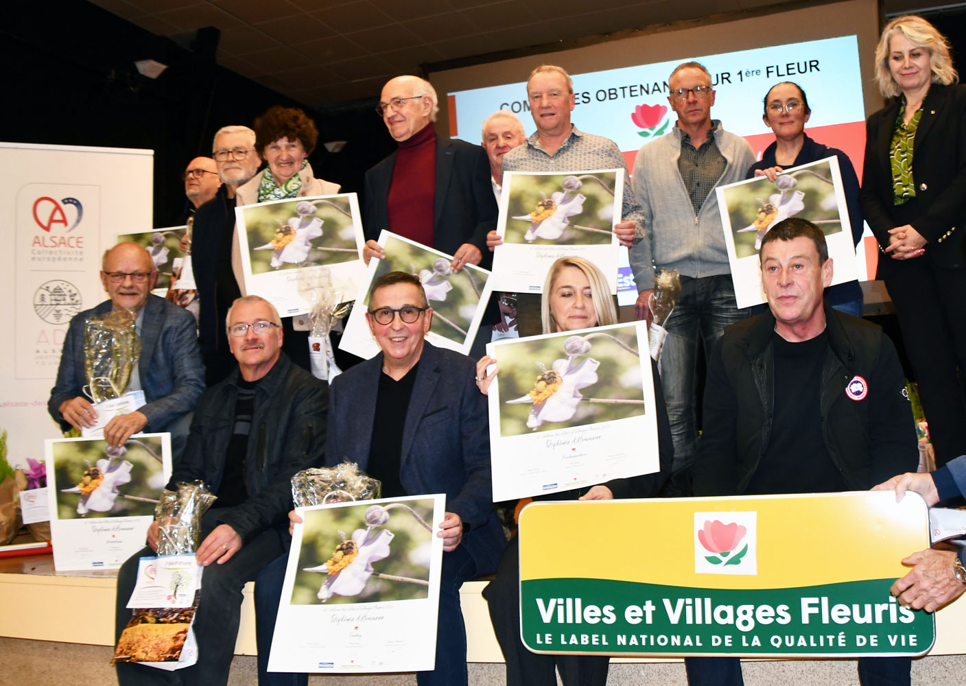 Cérémonie de remise de la 1ère fleur au village de Wiwersheim
