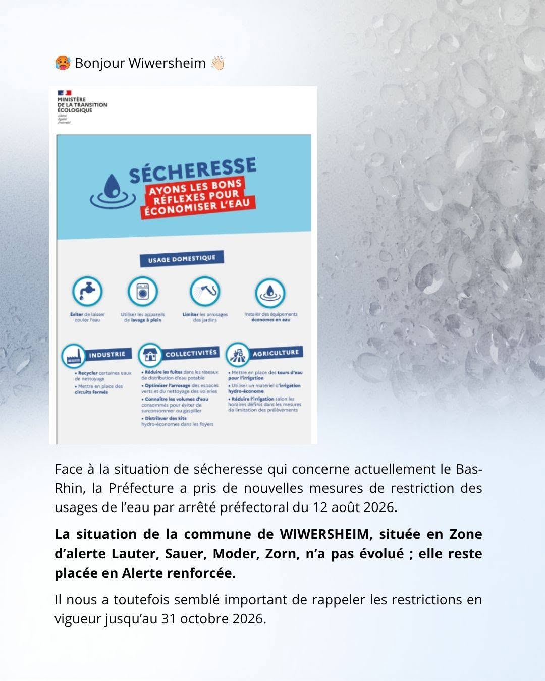 Restrictions d'eau