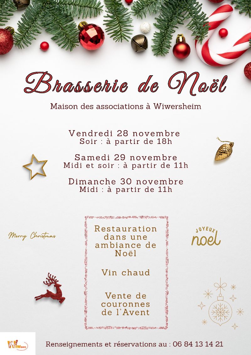 Ouverture d'une brasserie de Noël les 28, 29 et 30/11 à la Maison des Associations